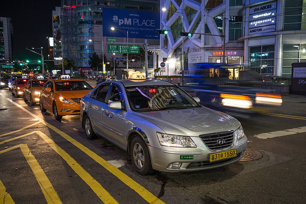 Seoul taxis at parking rank